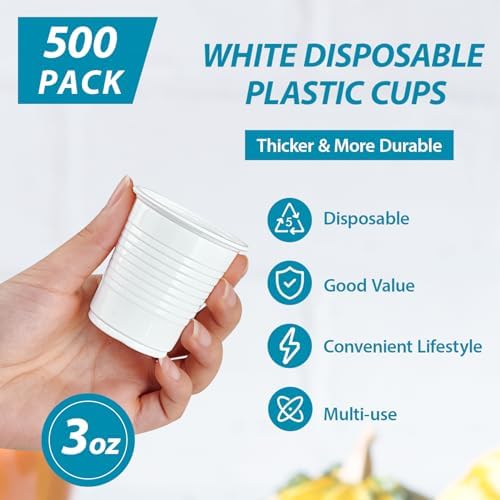Securely Snap-Attach 500 Pack 3 oz Lilymicky Disposable Plastic Cups