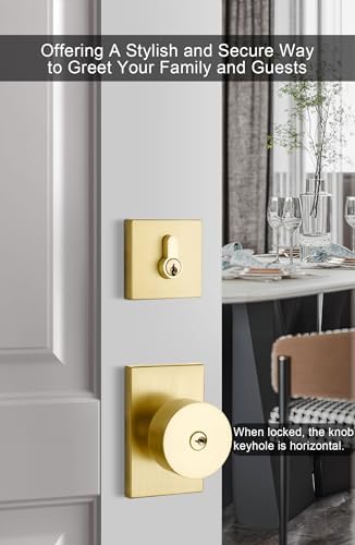 GoldenWarm Gold Exterior Door Knob with Deadbolt