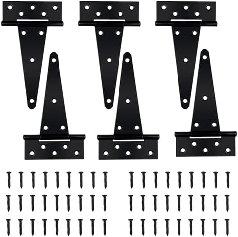 6 Pack 8 Inch T-Strap Shed Door Hinges Heavy Duty