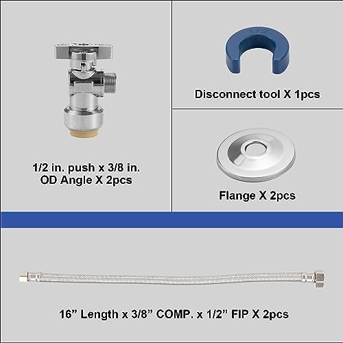 Stainless Steel 16 Faucet Supply Lines 12 Angle Valve Set