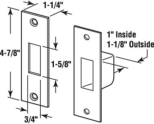 Prime-Line U 9539 4-78 Inch Steel Brass Plated Security Box Strike Plate for Hinged Doors