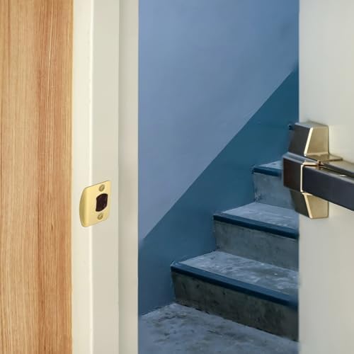 PATIKILStainless Steel Door Strike Plate Black 2-Piece Set with Screws