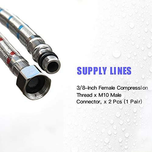 BWE 16-Inch Braided Stainless Steel Bathroom Faucet Hose