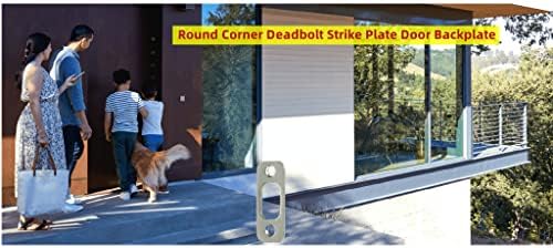 Round Corner Deadbolt Strike Plate Set SATIN Nickel Finish