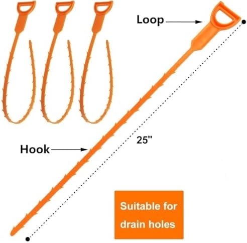 Fast-acting Sink Bathtub Drain Unblocker with 3 Flexible Snakes