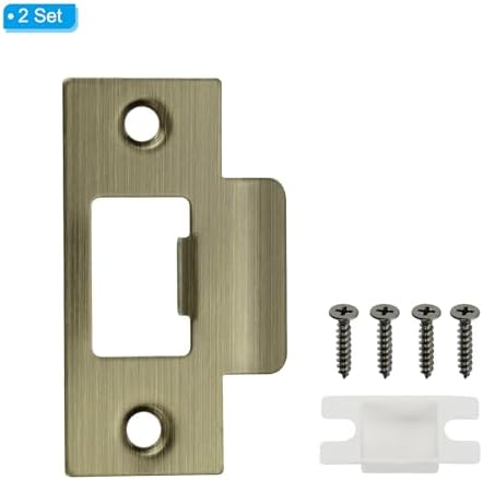 Sturdy 2 Pack Door Lock Strike Plate Set Interior Exterior Door Security Technical Grade Bronze