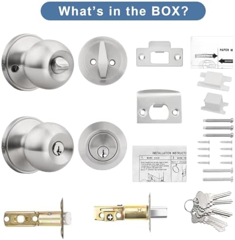 Sturdy exterior doorknob set with deadbolt