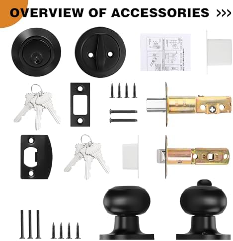 Upgraded Entry Door Knobs Deadbolt Set with Identical Keys for Home Use