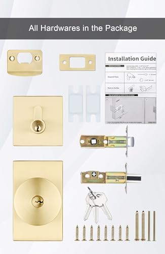 GoldenWarm Gold Exterior Door Knob with Deadbolt
