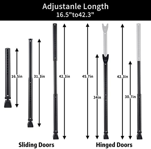 HoneSecur 2-Pack 2-in-1 Door Sliding patio Door Stopper Adjustable Security Jammer Bar Child-Proof