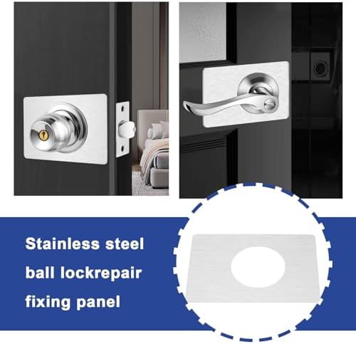 Sing FLD8-Piece 13CM x 9CM Stainless Steel Door Lock Repair Plate Set for 55CM Spherical Locks Silver