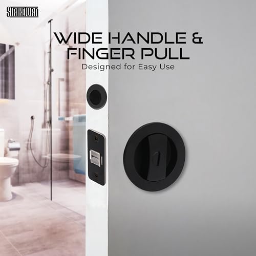 Premium Matte Black Pocket Door Lock - Ergonomic Handle Reversible for Use