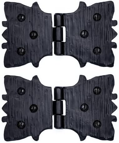 2-Pack Black Wrought Iron Hinges - Handcrafted Farmhouse Door Hinges for Barn Doors Shutter Chests