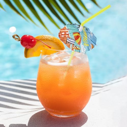 PAJIXANTHIC 200 Pcs Umbrella Drink Straws Tropical Party Supply