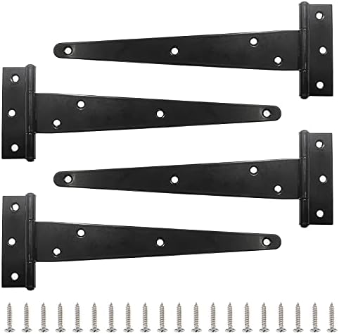 4 Pcs 8 Inch T Strap Hinges Black
