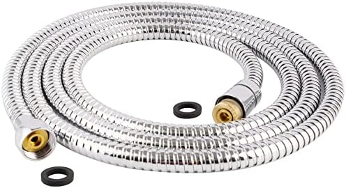 Hibbent All Metal 90-inch Stainless Steel Chrome Shower Hose wB brass Fittings for Home Use