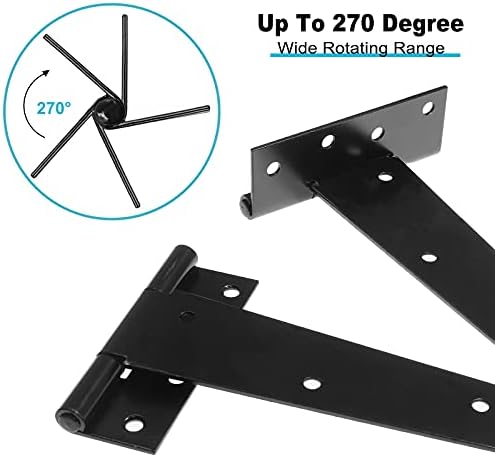 4 Pcs 8 Inch T Strap Hinges Black