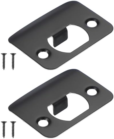 PATIKILStainless Steel Door Strike Plate Black 2-Piece Set with Screws