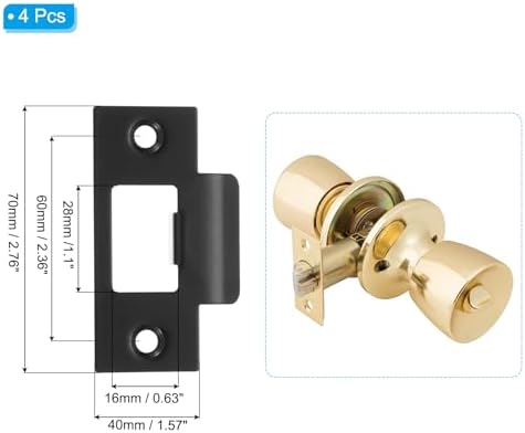 MECCANIXITY Door Deadbolt Strike Plates Black Reinforce Security Pack of 4