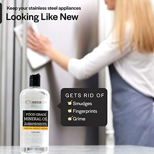 Thirteen Chefs 8 oz Mineral Oil for Cutting Board Butcher Block - Safe for Marble Soapstone USP Finish Neutral Smell