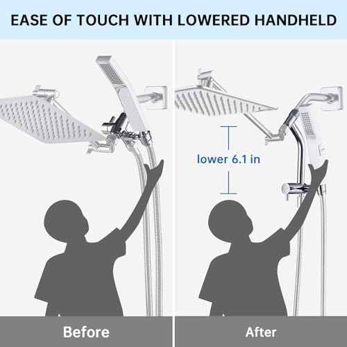 G-Promise All Metal 3-Way Showers Diverter with Low-Holder 4-Settings Chrome