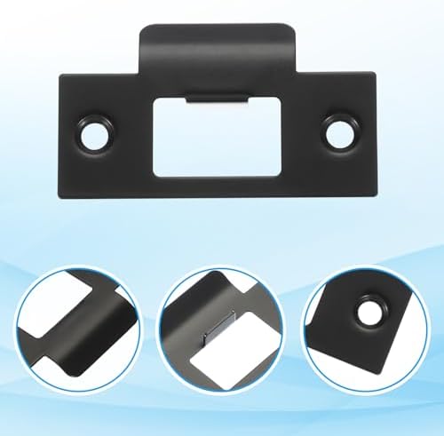 MECCANIXITY Door Deadbolt Strike Plates Black Reinforce Security Pack of 4