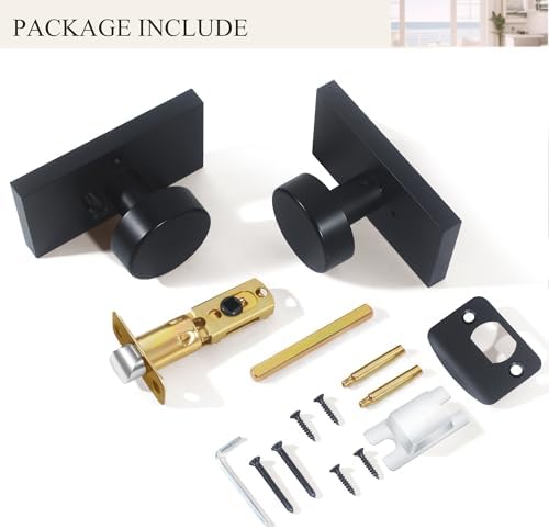 Matte Black Modern Door Knobs with Privacy for Home Use