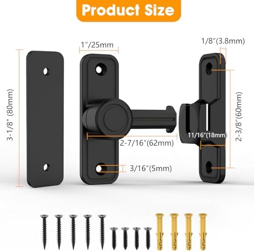 Quick-Install Barn Door Locks for Home Garden - Black 2-Pack