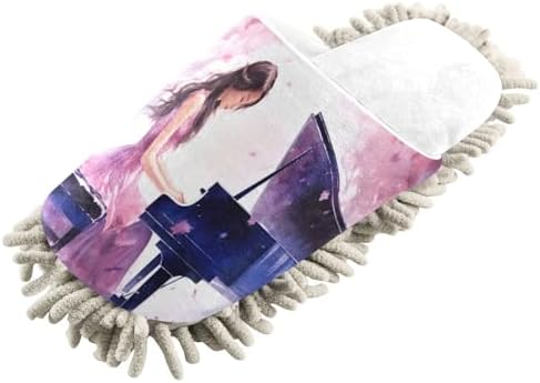 White Play Piano Mop Slippers for Home and Office