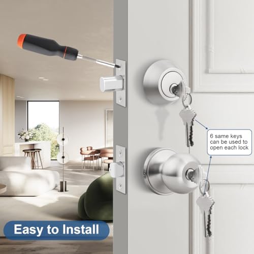 Sturdy exterior doorknob set with deadbolt