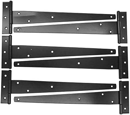 6-Piece Rust-Resistant T-Strap Hinges Set for Heavy Duty Shed Garden Gates