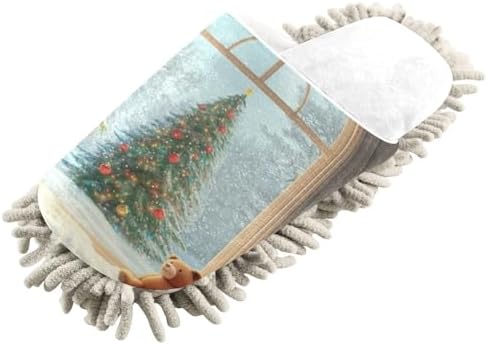 RunningBear White Christmas Bear Trees Mop Slippers Cozy Eco-Friendly Home Tool