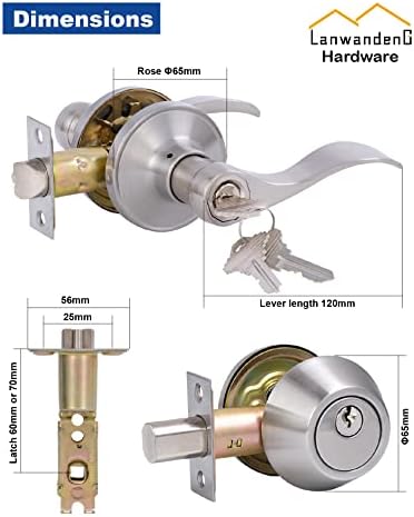 Front Door Lever Lockset with Exterior Door Knob and Deadbolt