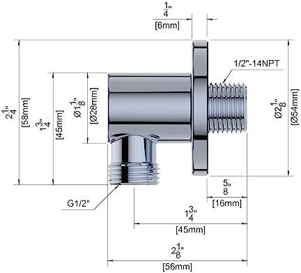 SA-0041-CP Ellie Handheld Shower Wall Supply Elbow Wall-Mounted Hose Connector Polished Chrome