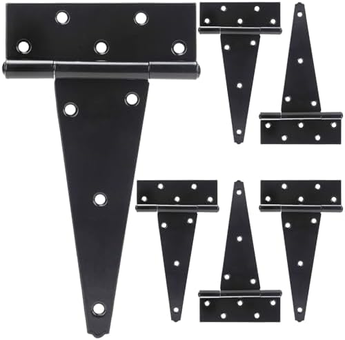 Heavy-Duty T-Strap Hinges for Wood Doors 10-Inch Pack of 6