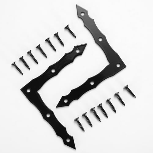 Decorative Corner Brackets Rustic Black 10-Piece Barn Door L-Shape Corner Brace Bracket for Home Outdoor Use