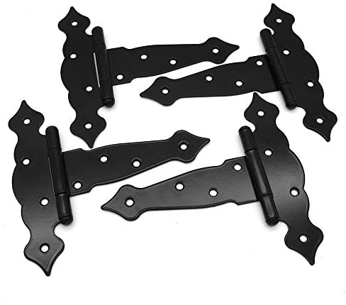 4-Piece 190mm Heavy Duty Hinges for Garden Shed Doors Black Rust-Resistant Door Hardware