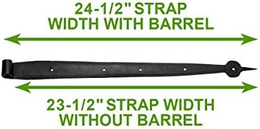 4-Piece Set of Black Wrought Iron Pintle Straps - Door Hinges with Easy Installation