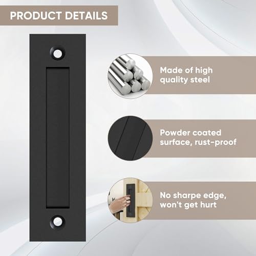 Superior Quality 8-35 Finger Flush Pull Handle for Barn Doors Cabinets Matte Black
