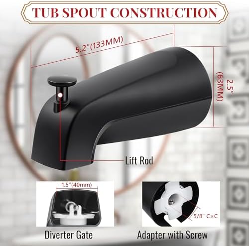 Non-Leak Bath Faucet Slip-On Diverter Spout for Bathroom
