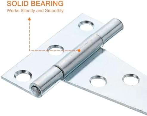 6Pcs T-Strap Door Hinges White Zinc