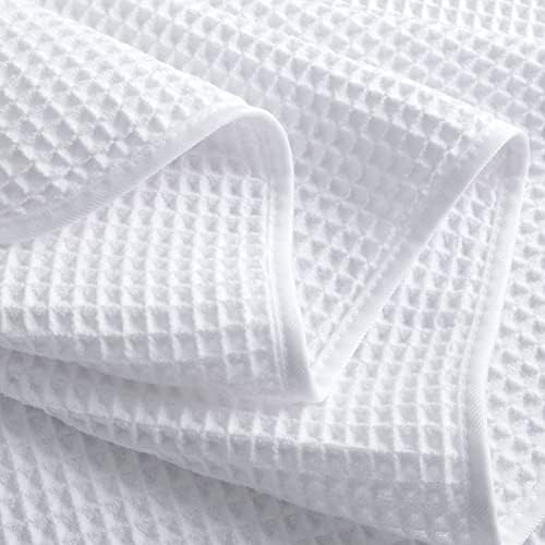 Experience Drying Laziness POLYTE Microfiber Oversize Bath Towel 60x30 inches White Waffle Weave 4 Pack
