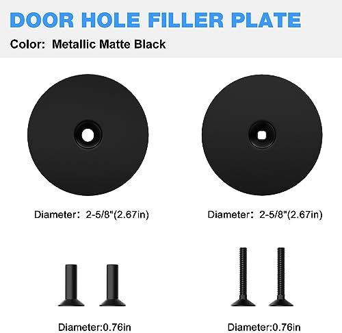 Door Hole Cover Plate 2-58 Dia Matte Black 2-Pack