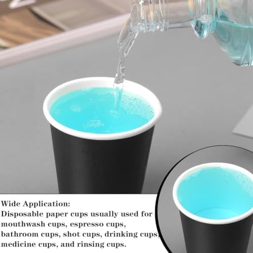 Huaiid 100-Piece 3 oz Disposable Black Bathroom Mouthwash Cups