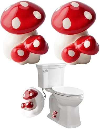 Red Mushroom Toilet Floor Bolt Cover Cute Bathroom Decor