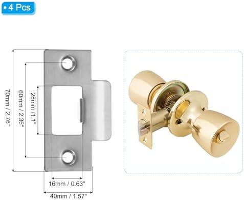 MECCANIXITY Door Strike Plate Set Stainless Steel Anti-Rust Easy to Install Door Lock Reinforcement Pack of 4
