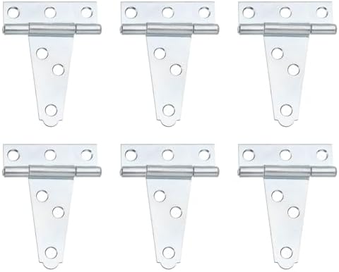 6Pcs T-Strap Door Hinges White Zinc
