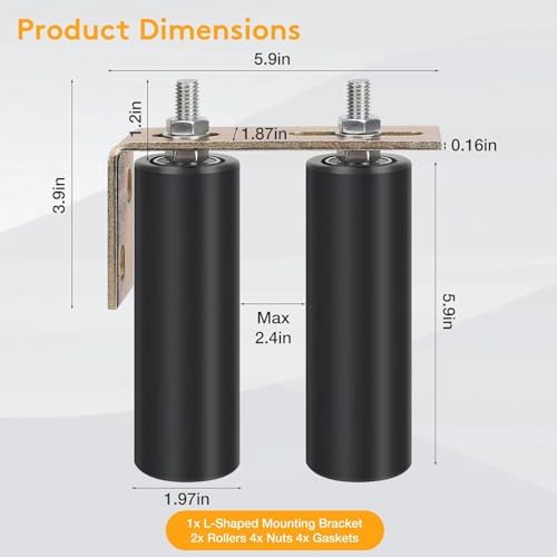 2 Pack 6 Heavy Duty Gate Roller Guide with L-Bracket Universal Adjustable Sliding Door Hardware