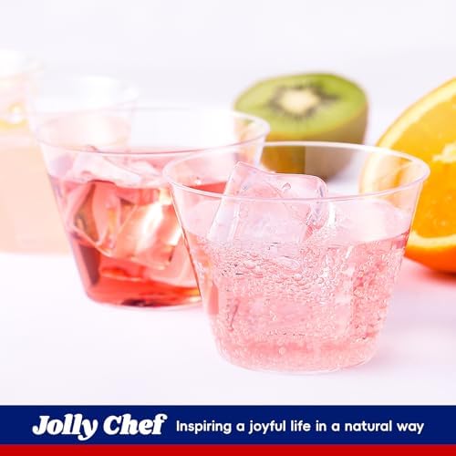 JOLLY CHEF 9 oz Clear Disposable Cups 100 Pack for Parties