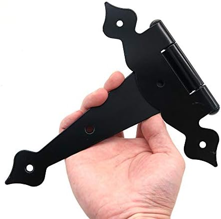 2 Pieces NUZAMAS Heavy Duty T-Strap Shed Hinges and Self-Locking Latch Set